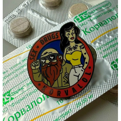 Пин Sex, Drugs & Korvalol (красный) пин
