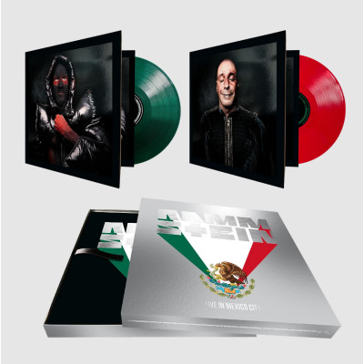 Виниловая пластинка Rammstein - Live in Mexico City 4LP Hardcover Box Бокс-сет Красный, белый, зелёный и винил с брызгами + 84-стр. буклет Предзаказ