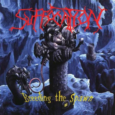 Suffocation - Breeding The Spawn LP Ltd Ed 666 шт. Белый с жёлто-сине-красными брызгами