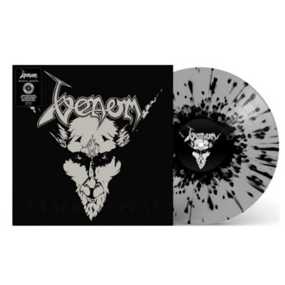 Venom - Black Metal LP 40th Anniversary Обложка с тиснением, серебряный с чёрными брызгами винил